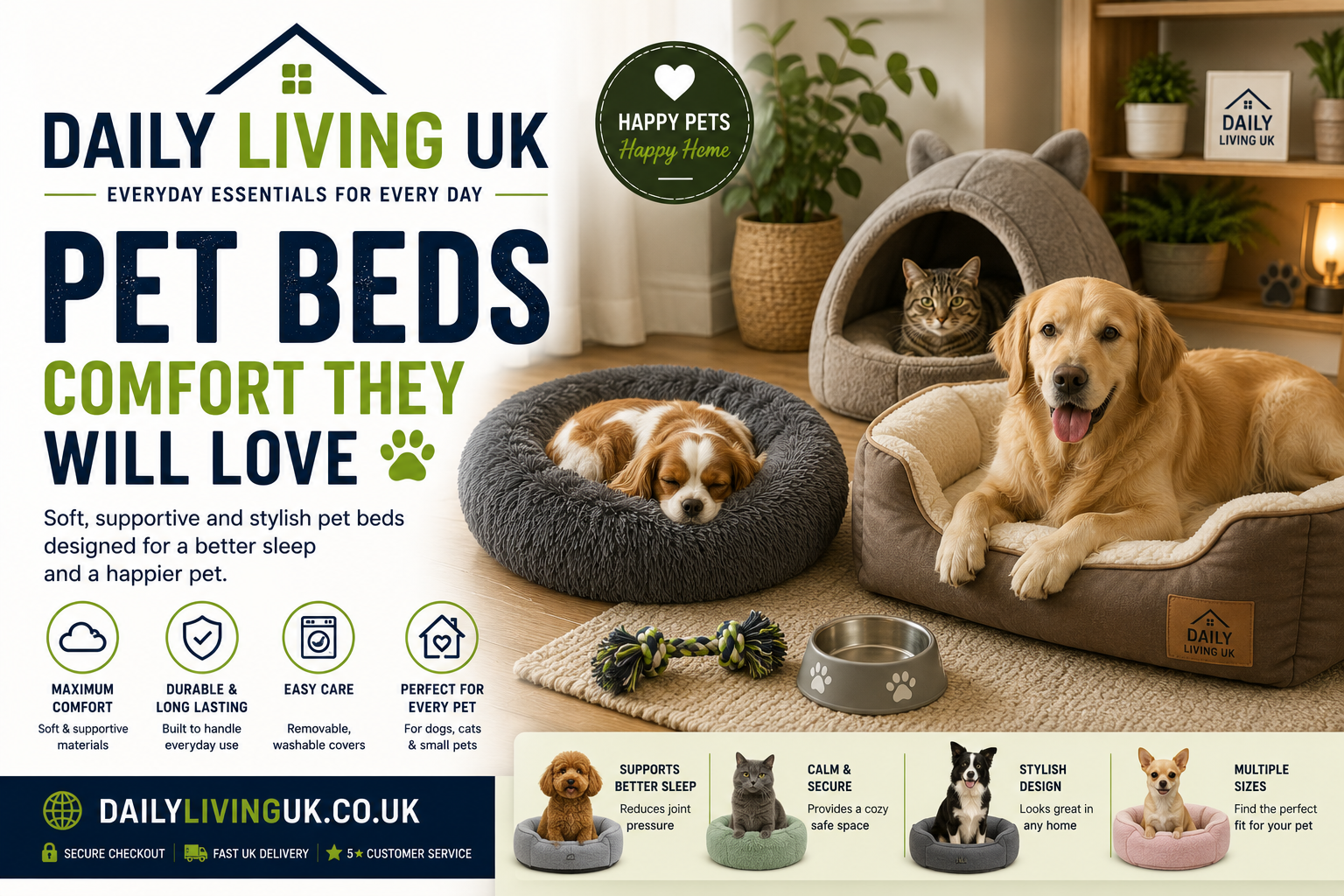 Pet Beds UK | Comfortable Dog & Cat Beds