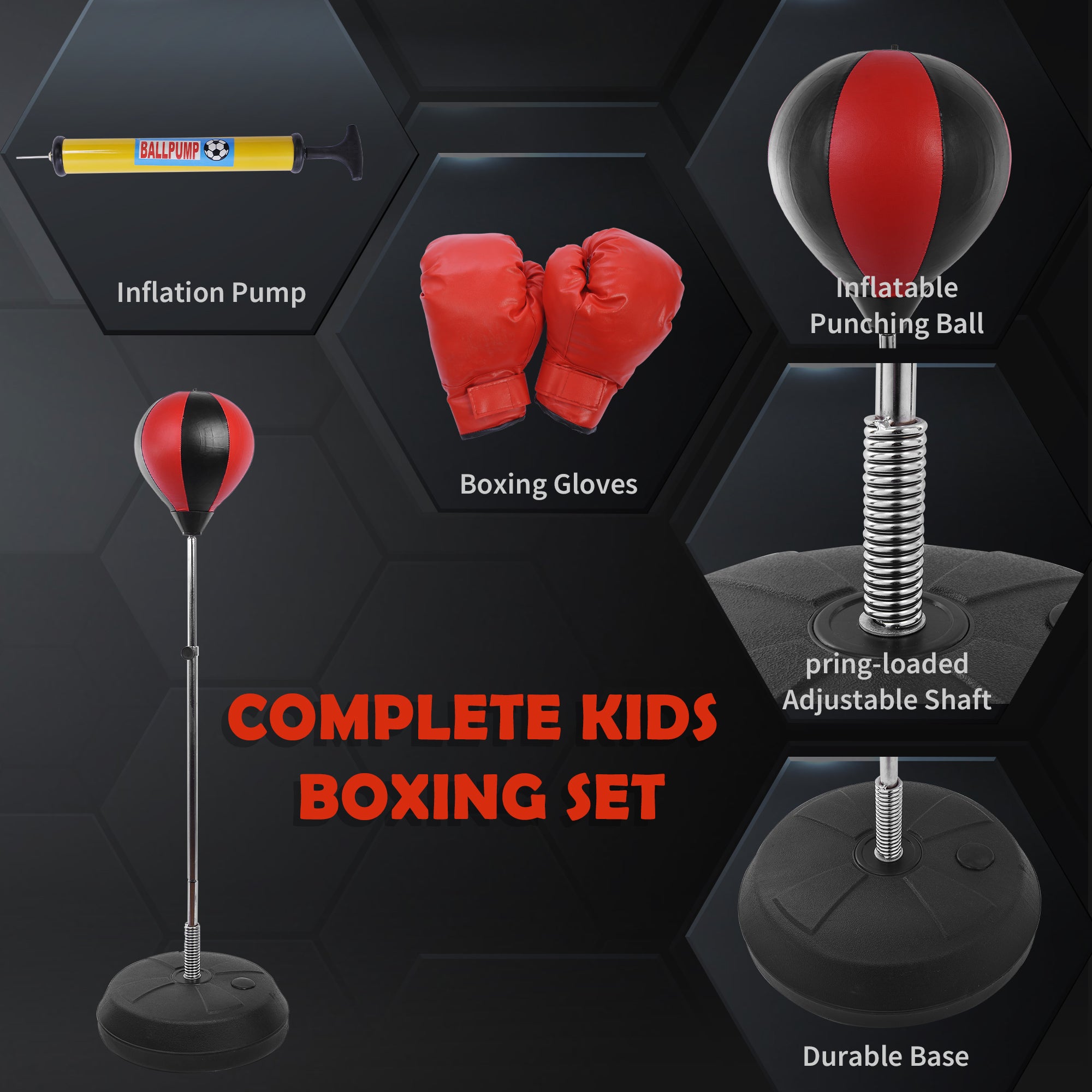 Punching Bag With Stand, 126-144 Cm Height Adjustable Boxing Set Free Standing Speed Bag With Gloves And Air Pump For Teenagers Home Gym Workout Secondary image