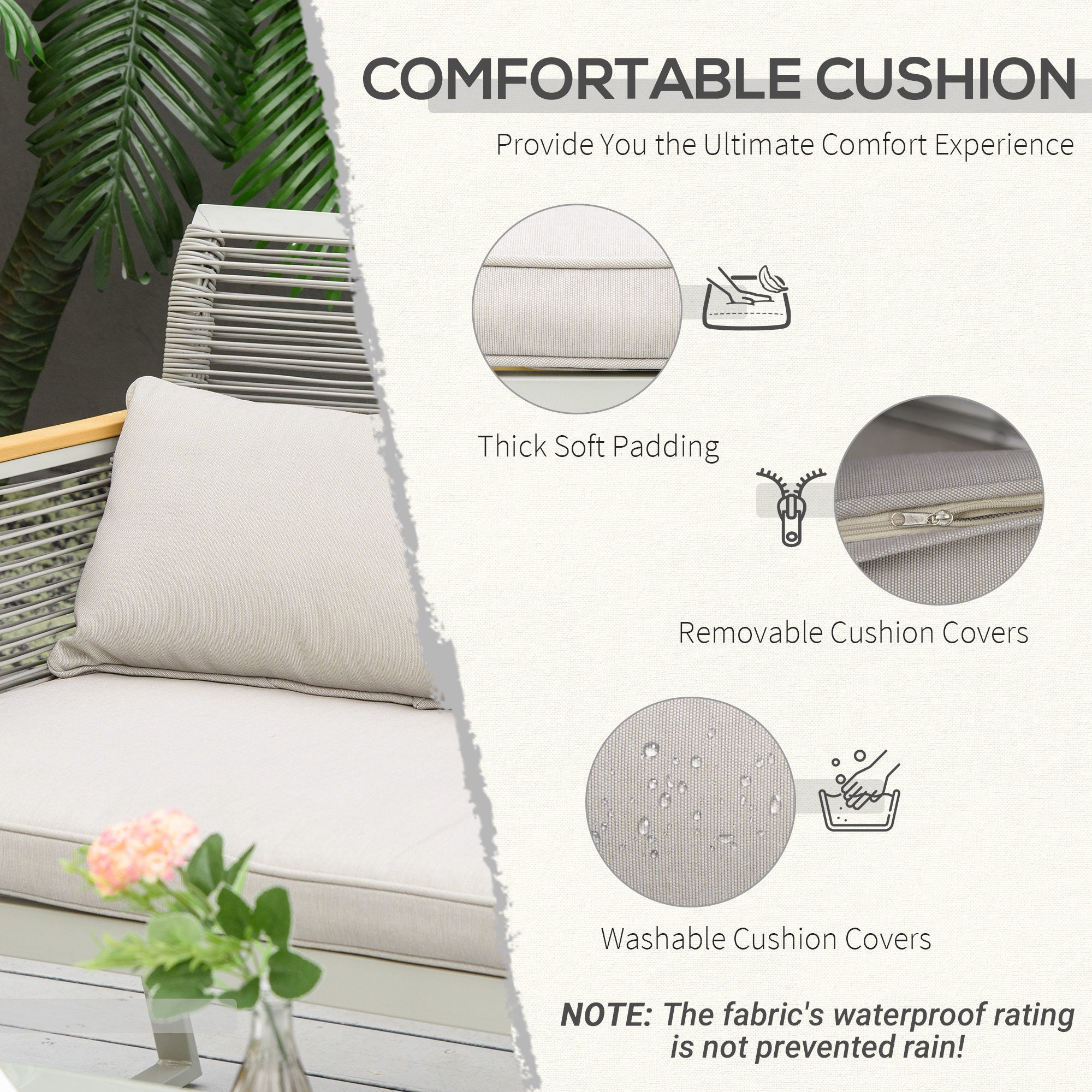 4 Pieces Rattan Garden Furniture Set - Grey Secondary image
