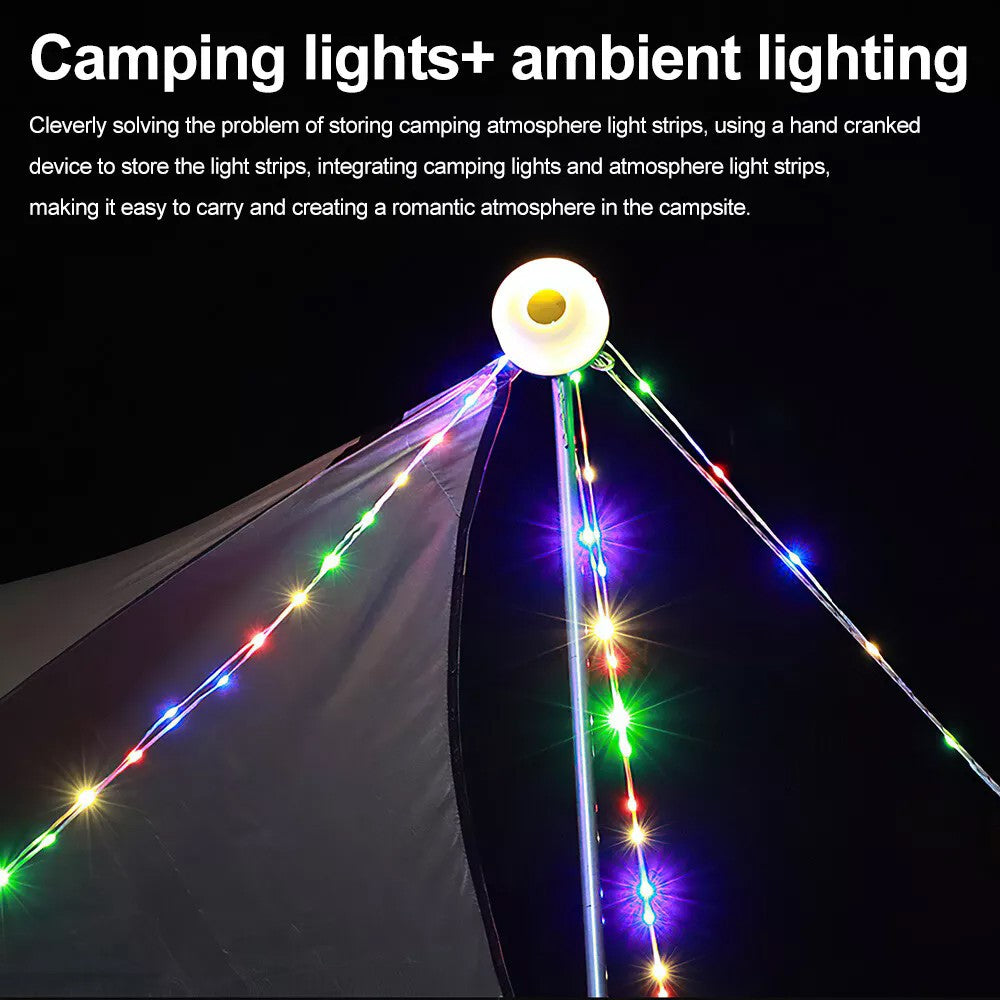 10M Portable Stowable LED String Light Outdoor Camping Retractable Waterproof UK Secondary image