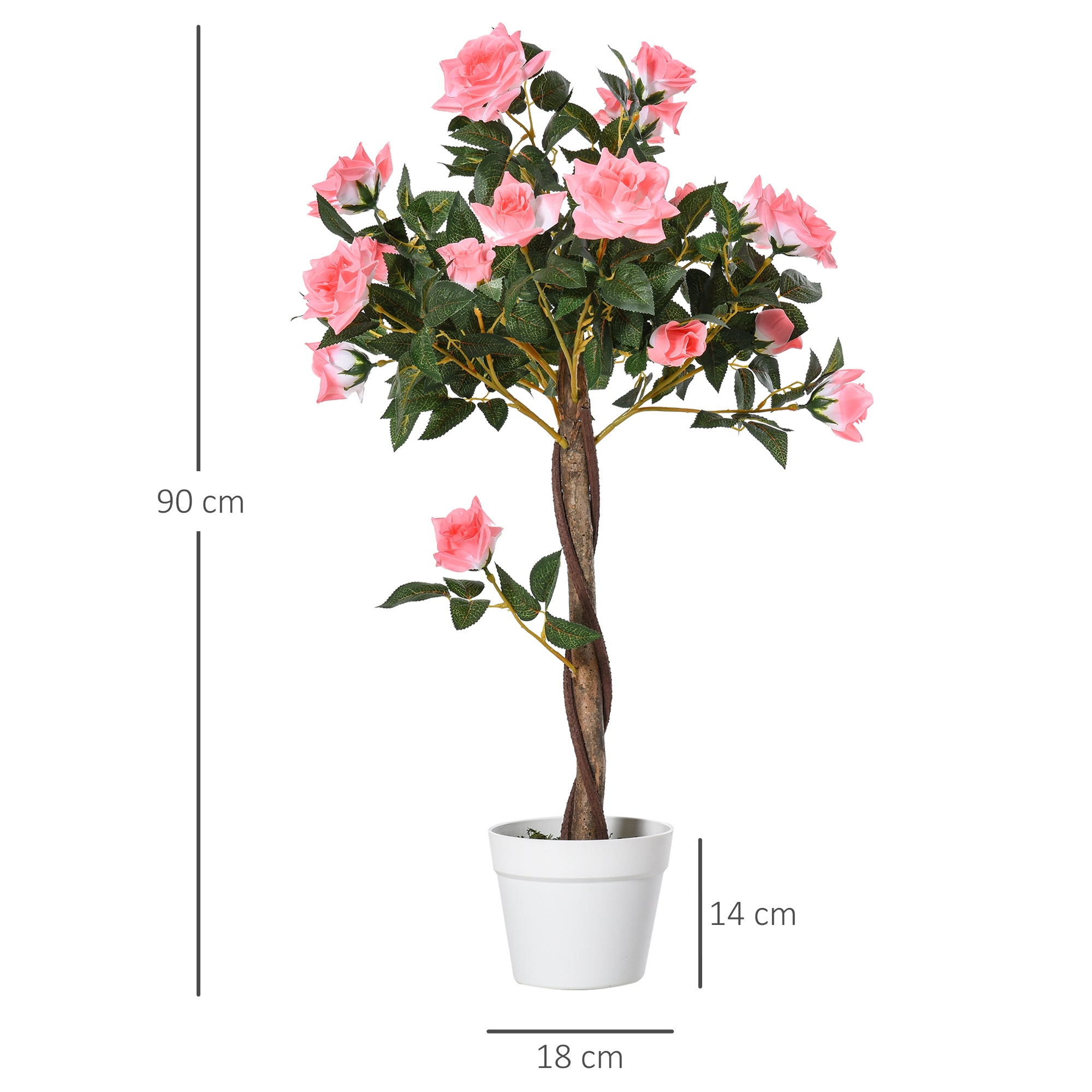 Artificial Plants Pink Rose Floral In Pot, Fake Plants For Home Indoor Decor, 90cm Secondary image