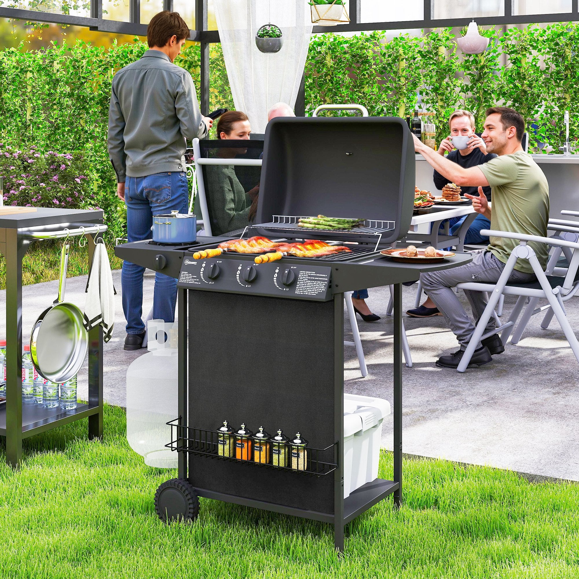 Four Burner Gas Grill BBQ - Black Secondary image