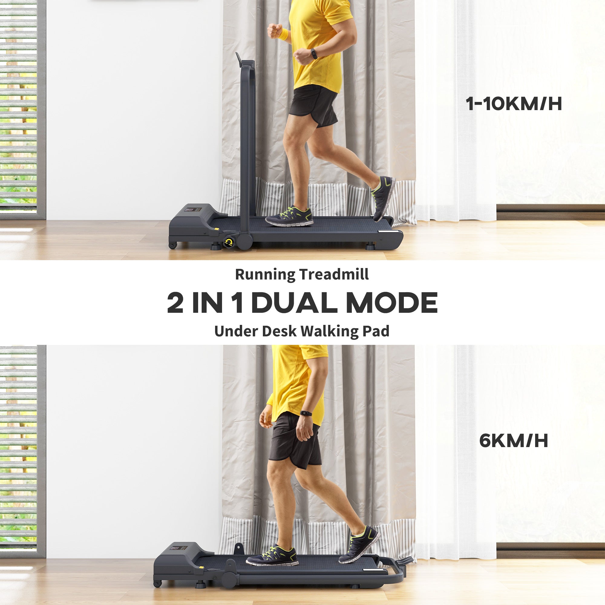 2.5HP Walking Pad Treadmill, Folding Under Desk Treadmill, Walking Machine, 1-10km/h, With Remote Control Secondary image