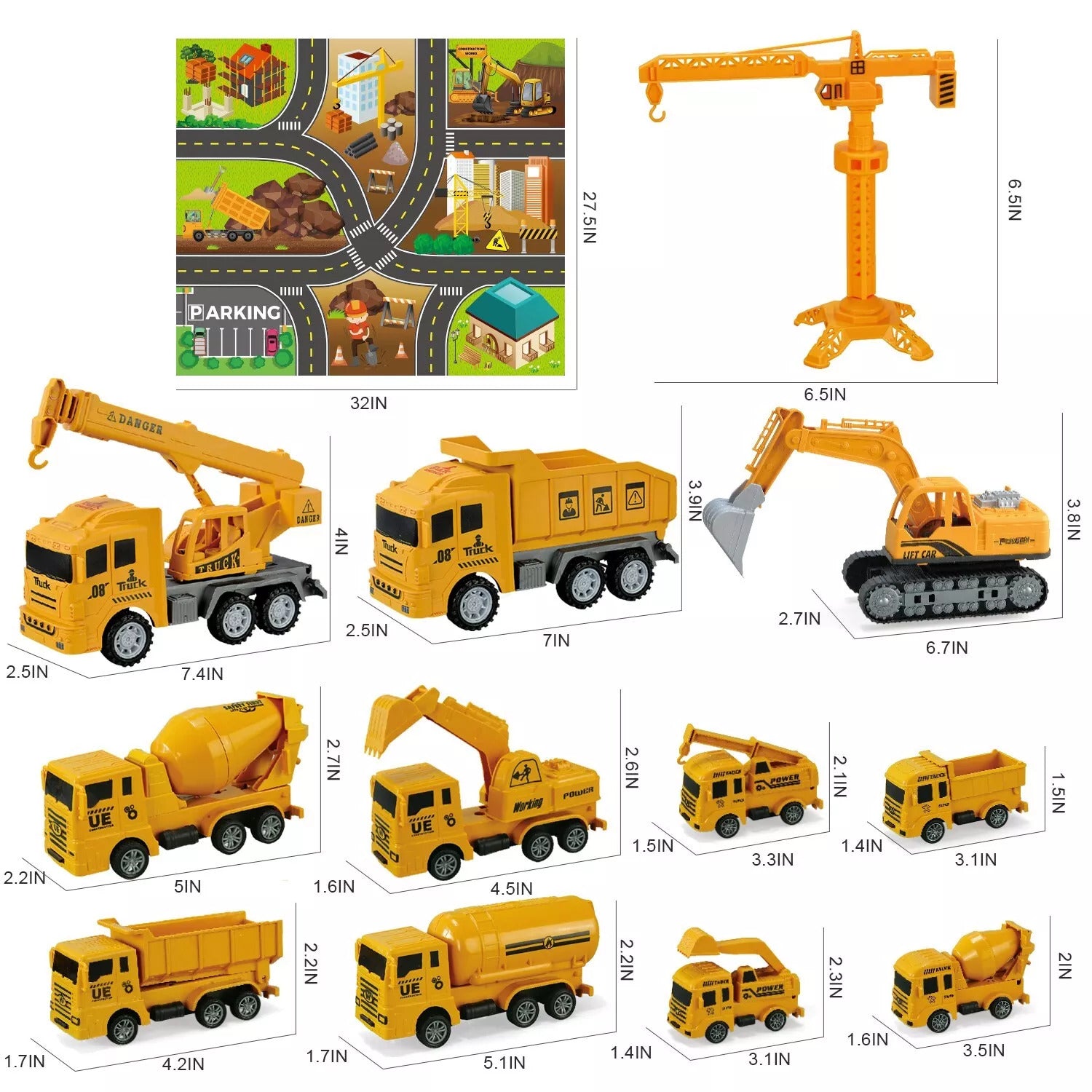 Jiakora  Construction Vehicles Toys Set With 32 27 Inches Play Mat,Toy Gift Kid Secondary image