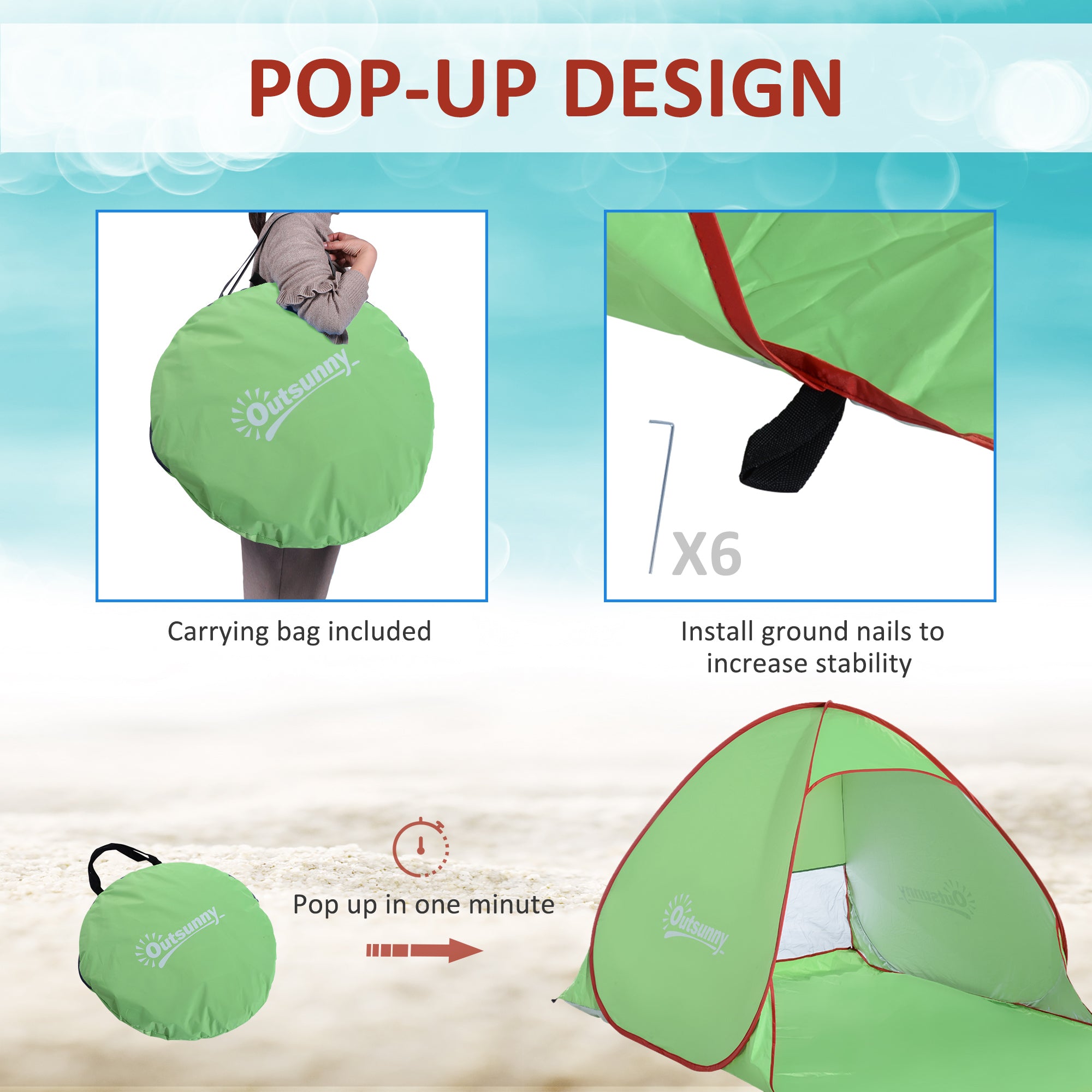 Pop Up Tent Beach Fishing Camping UV Protection Patio Sun Shade Shelter Secondary image