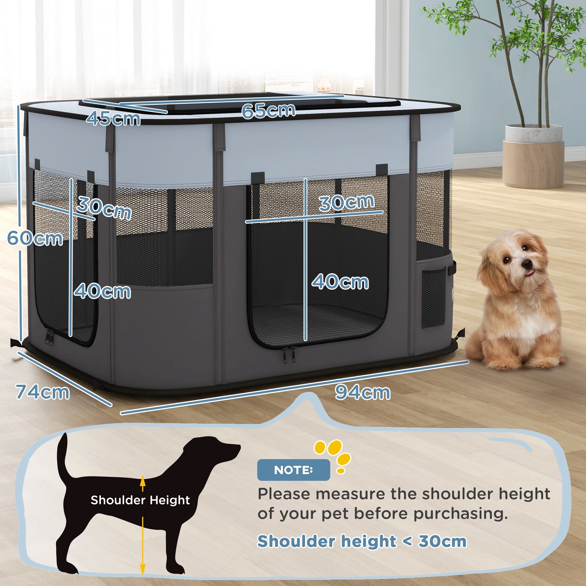 PawHut Foldable Dog Pen With Storage Bag For Indoor/Outdoor Use - Grey Secondary image