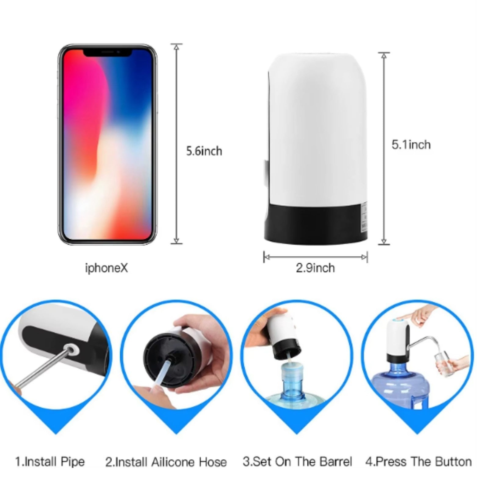 Electric Water Bottle USB Rechargeable Automatic Drinking Water Dispenser Secondary image