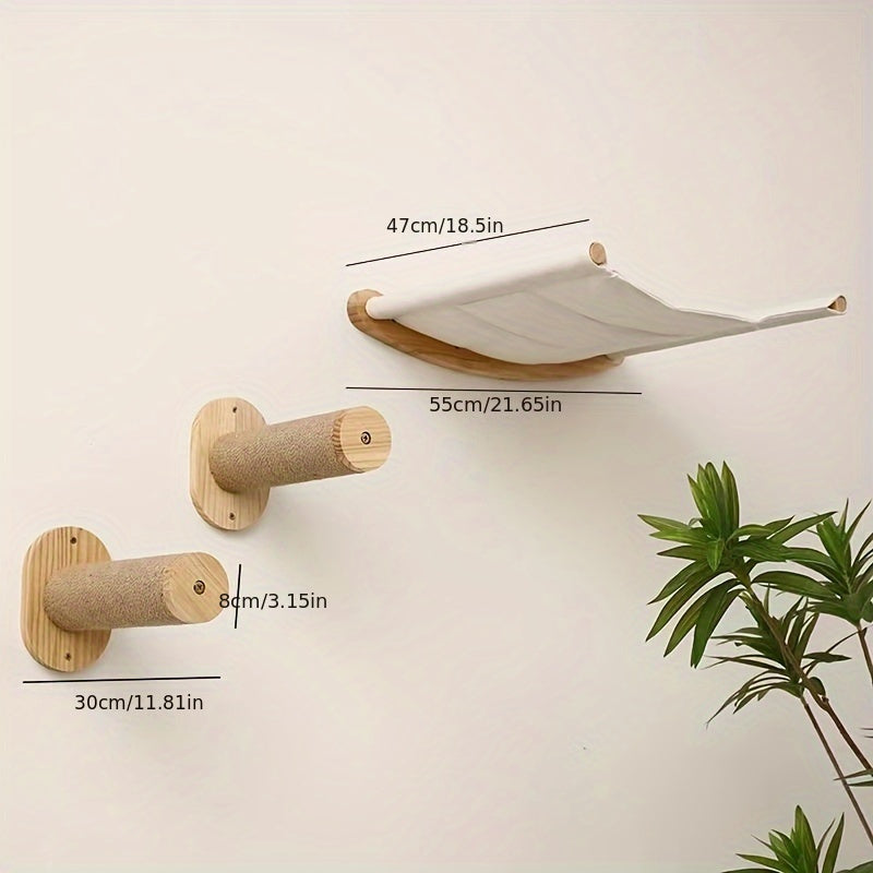 Wall Cat Tree - Space-Saving, Versatile Indoor Activity Center With Sisal Rope Scratching Board, Wooden Furniture, And Climbing Tube For Large And Small Cats - Perfect For Indoor Spaces Secondary image