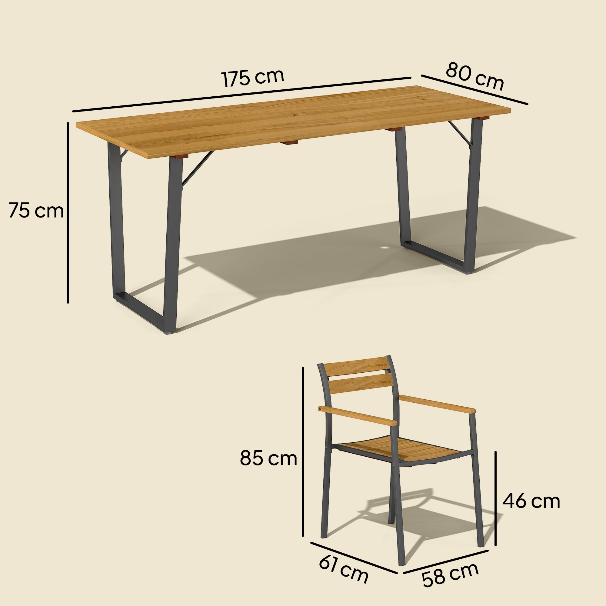 Seven-Piece Wood Panel Patio Dining Set - Brown/Black Secondary image