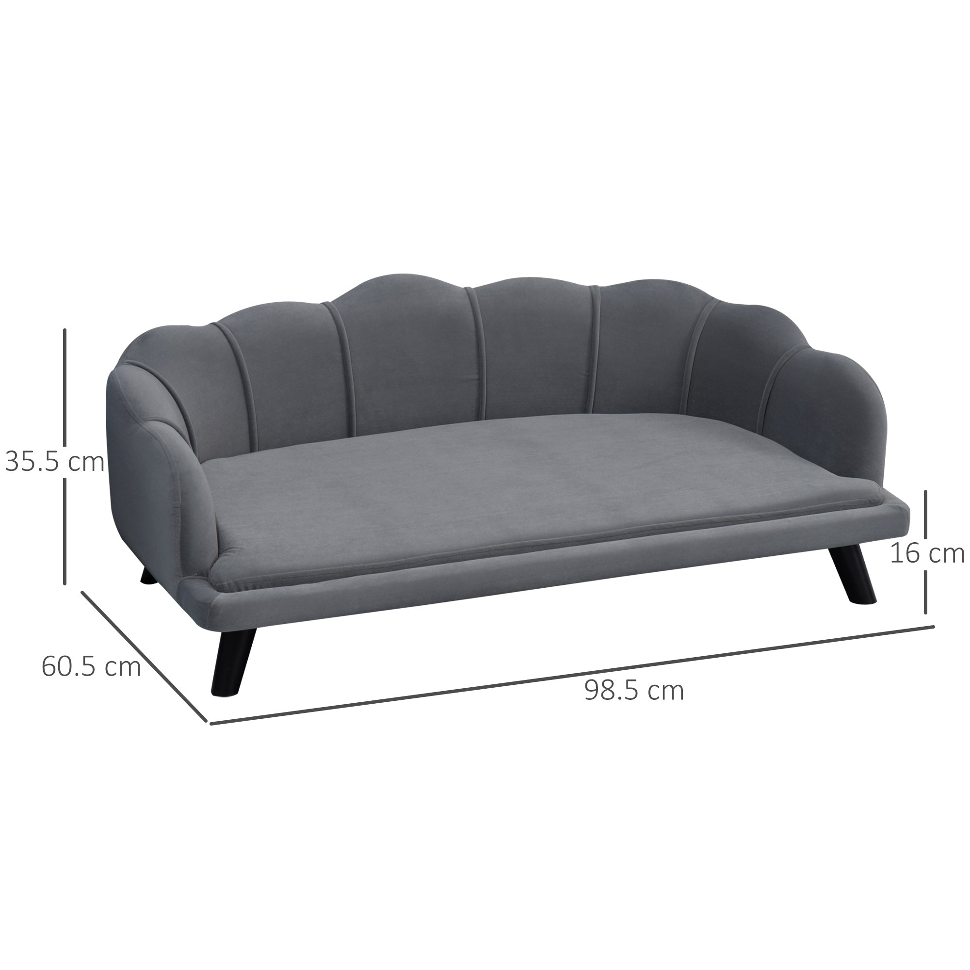 PawHut Dog Sofa, Pet Couch Bed For Medium, Large Dogs, With Legs, Cushion - Grey Secondary image