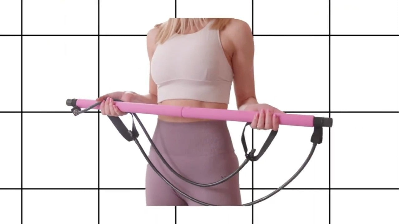 Pilates Bar Kit With 6 Resistance Bands Home Gym Fitness Training Workout Set Secondary image