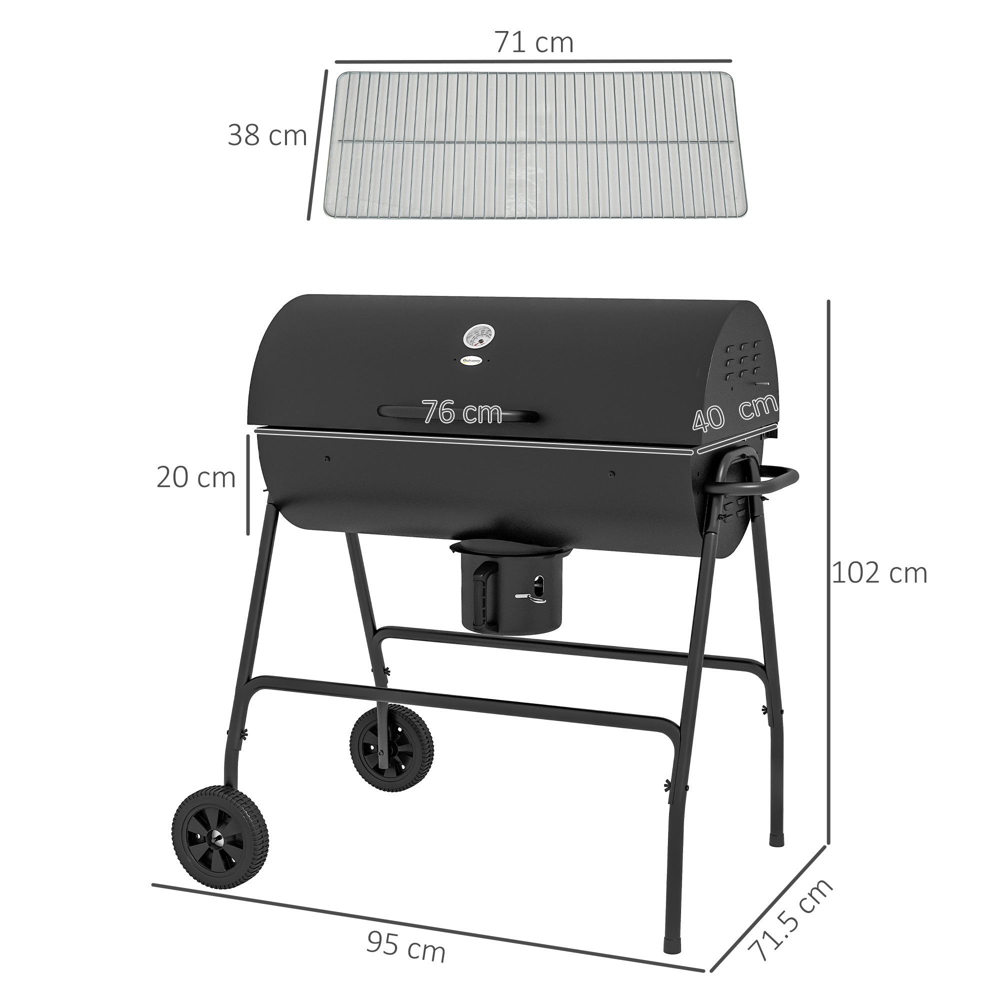 Steel Charcoal BBQ, With Ash Catcher And Warming Rack Secondary image