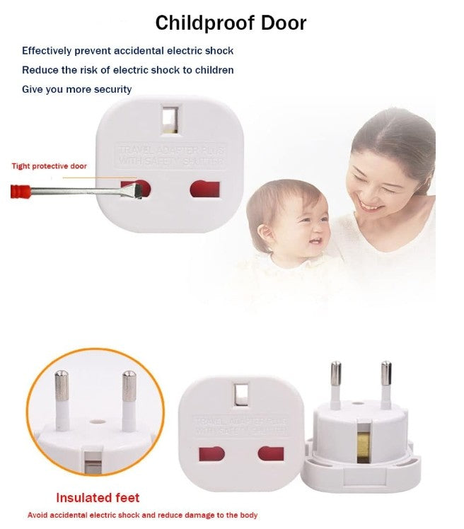 6X Black UK To EU Travel Adaptor Europe European Plug Adapter UK 3 Pin To 2 Pin Secondary image