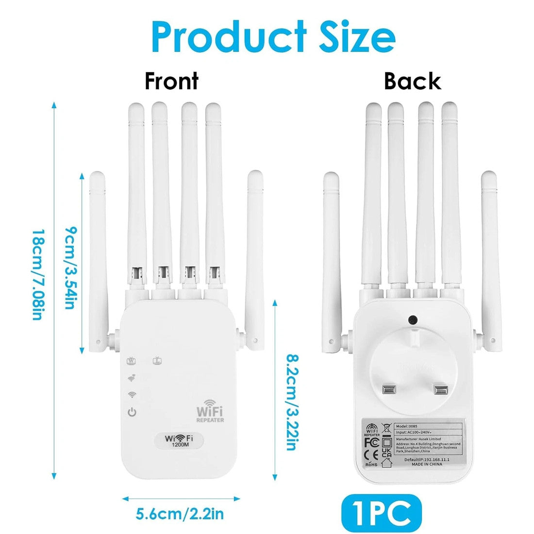 1200Mbps Dual-Band WiFi Repeater & Signal Booster Secondary image