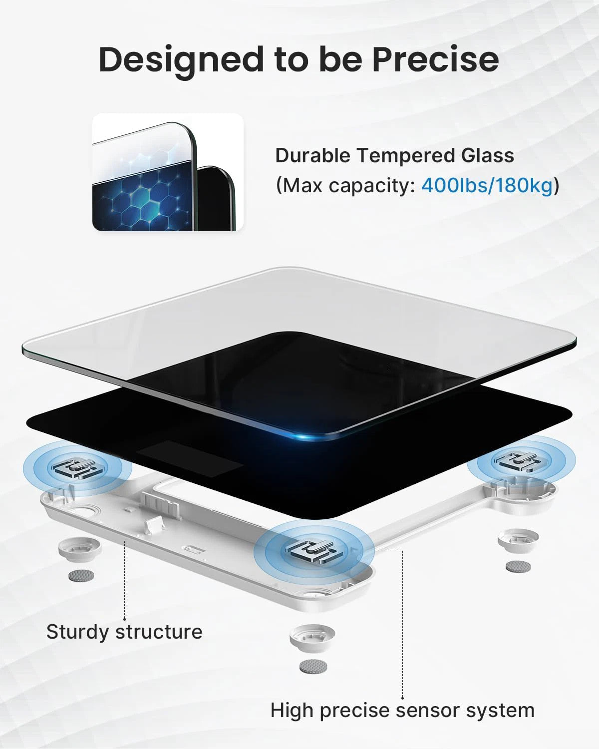 Digital Bathroom Scales 180KG Body Weight Weighing Scale LCD Electronic Black Secondary image