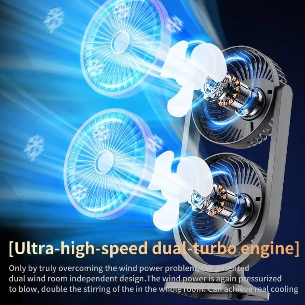 5 Gear Dual-Head Desktop Fan USB Rechargeable Low Noise Double Head Desk Fan Night Light Independent Control Secondary image