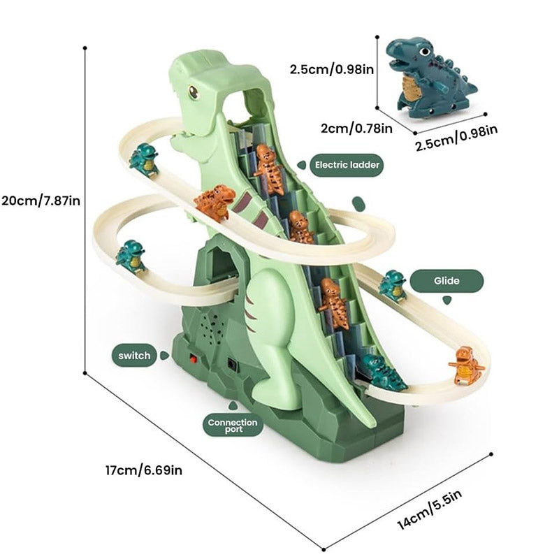 Race Track Toy Climbing Stairs Toys Roller Coaster Toy With 3 Dinosaurs Track S Secondary image
