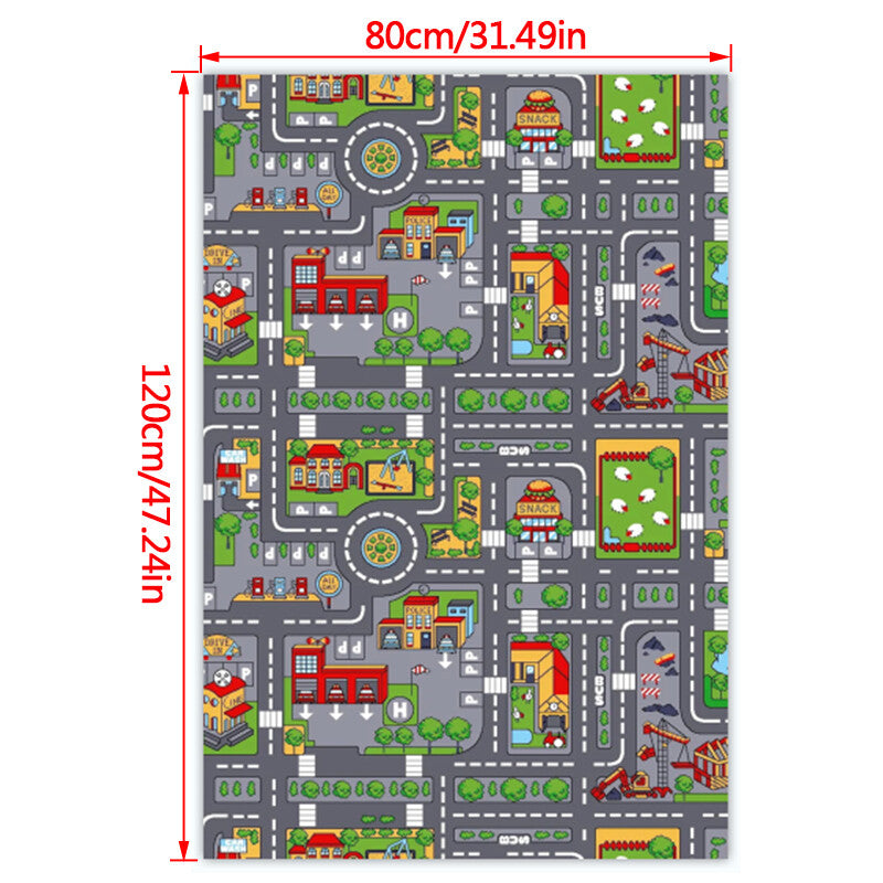 Children Village Mat Kids Rugs Town Road Map City Car Toy Rug Play 80 X 120cm Secondary image