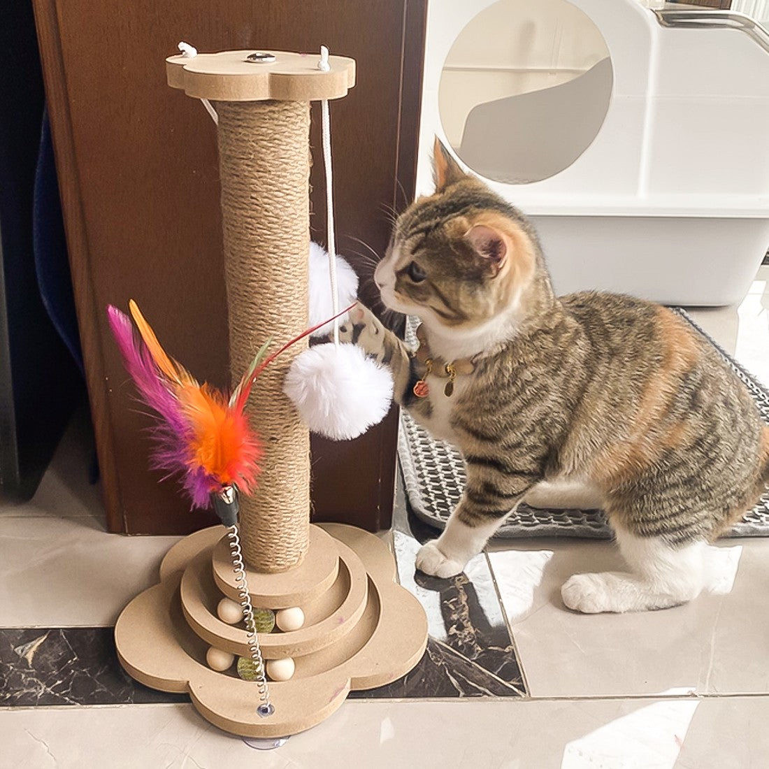 NEW Large Cat Tree Scratching Post Pet Climbing Tower 46X24CM With Column Turntable Secondary image