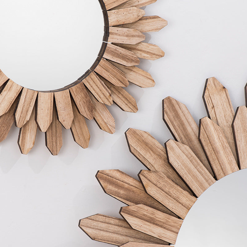 European-style Solid Wood Handmade Finish Hanging Mirror Homestay Hotel Entrance Decoration Hanging Secondary image