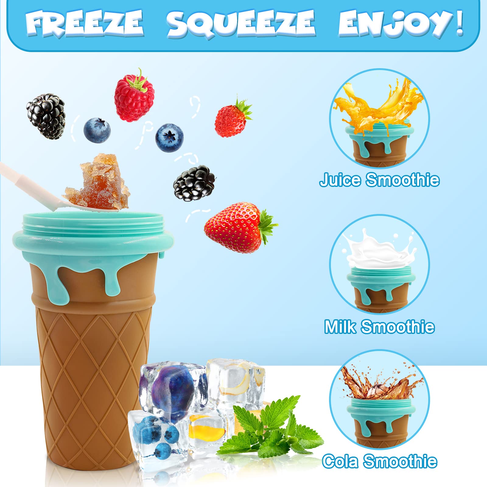 500ml Large Capacity Slushy Cup Summer Squeeze Homemade Juice Water Bottle Quick-Frozen Smoothie Sand Cup Pinch Fast Cooling Magic Ice Cream Slushy Maker Beker Kitchen Gadgets Secondary image
