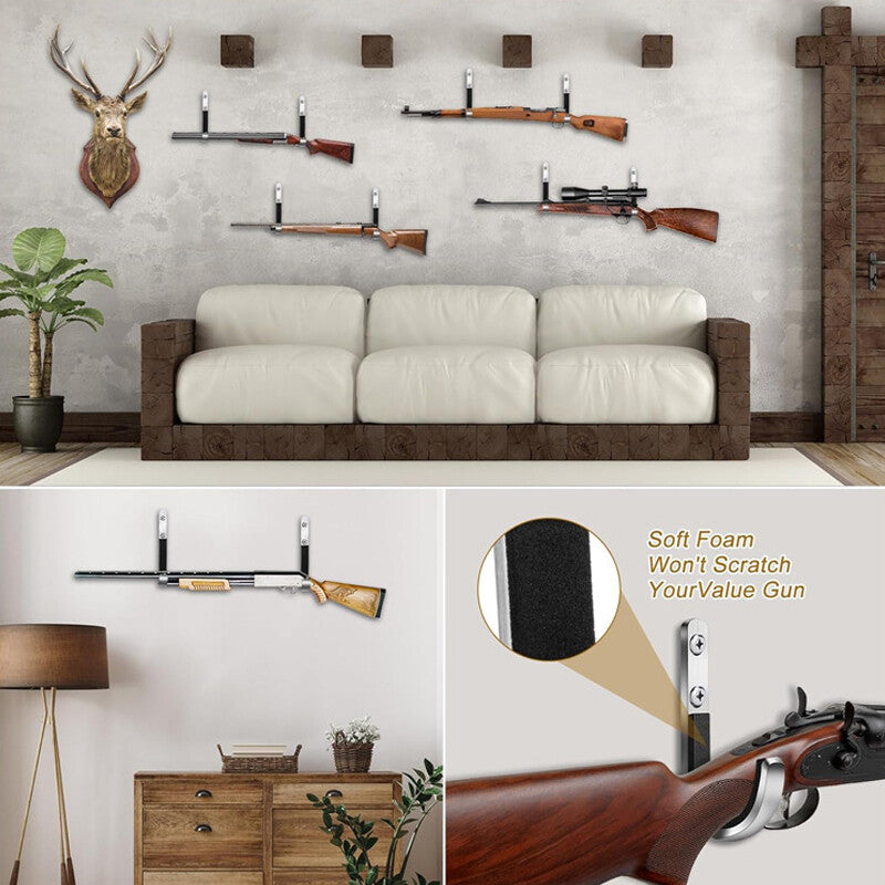 2PCS Gun Rifle Shotgun Pistol Padded Wall Mounting Hooks Rack Hangers Storage Secondary image