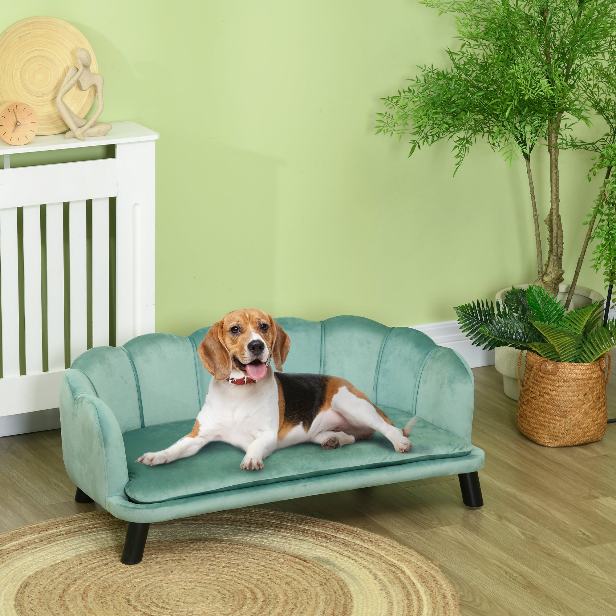 PawHut Dog Sofa, Pet Couch Bed For Medium, Large Dogs, With Legs, Cushion - Green Secondary image