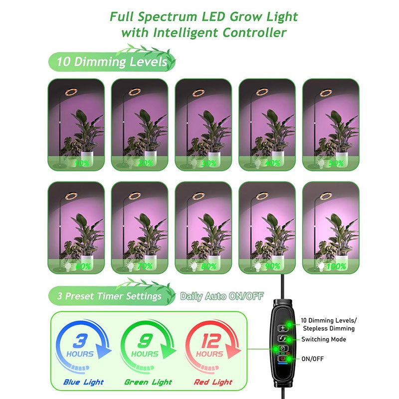 LED Grow Lights For Indoor Plants Halo Ring Full Spectrum Growing Lamp Veg Secondary image