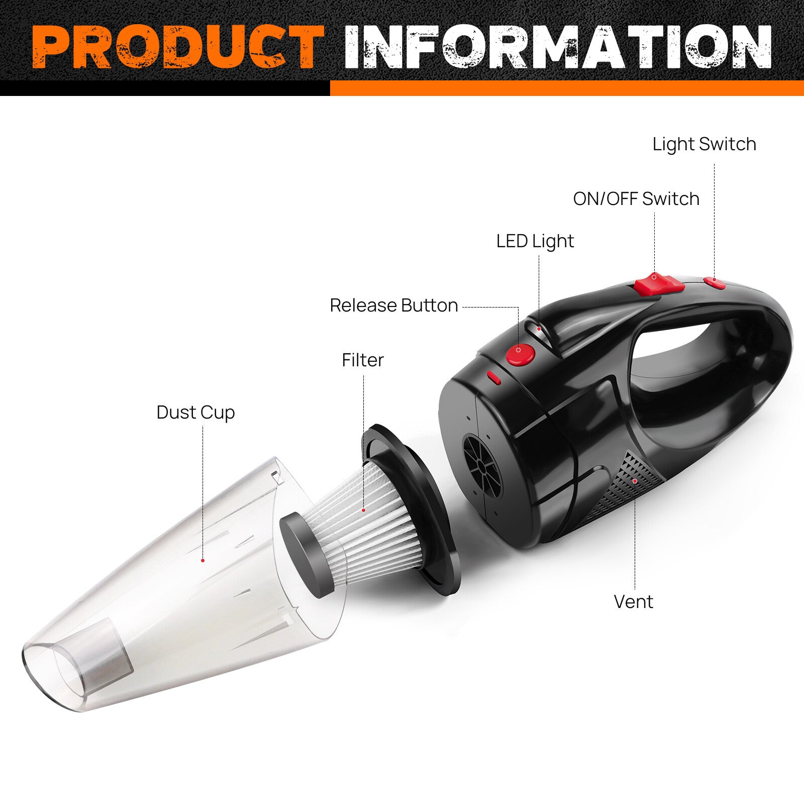 Mini Cordless Vacuum Cleaner Car Handheld Vacuum Power Suction USB Rechargeable Secondary image