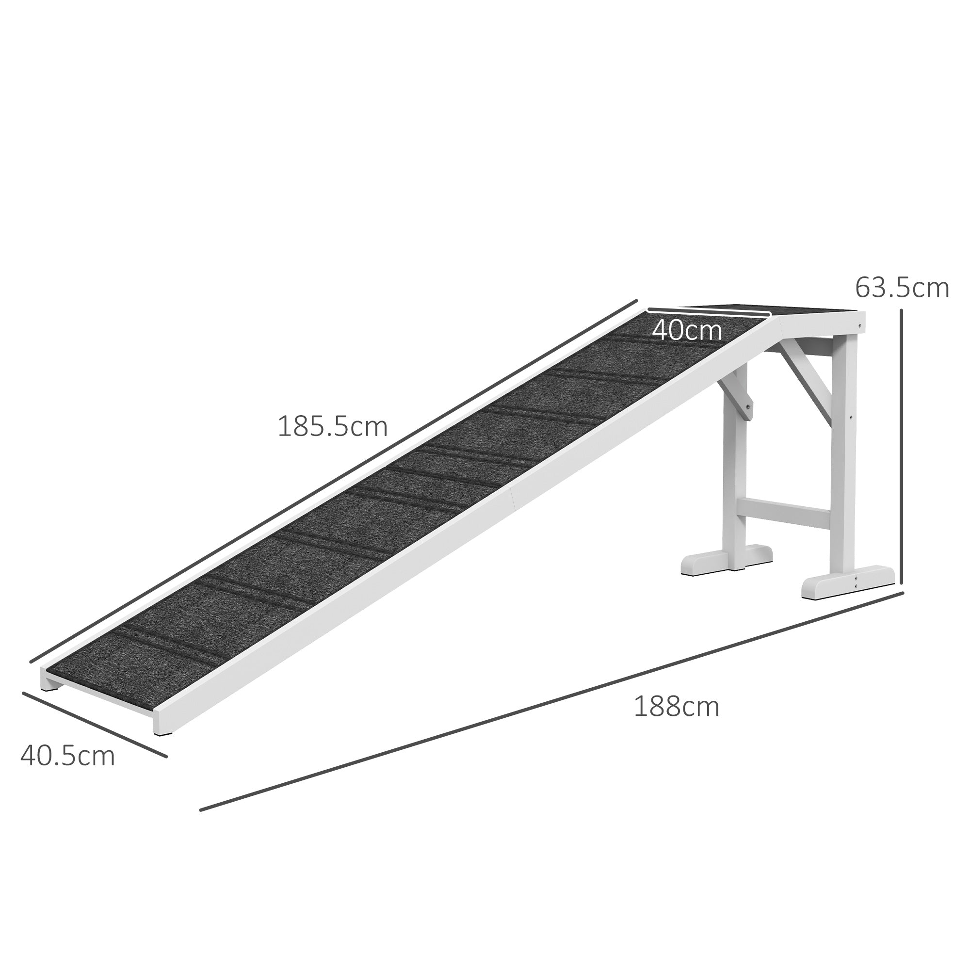 PawHut Pet Ramp For Dogs With Non-Slip Carpet And Top Platform - White & Grey Secondary image