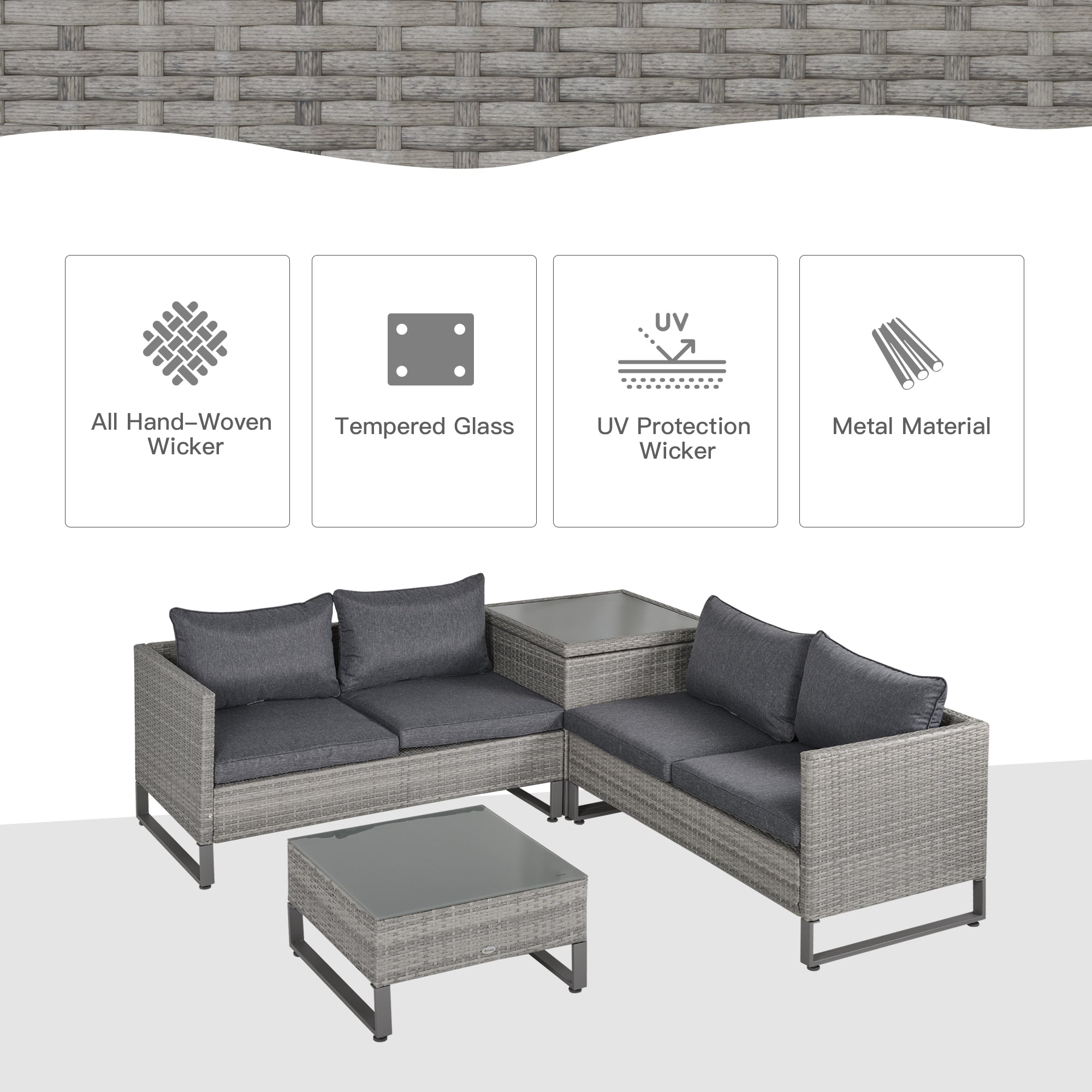 4 Pieces Rattan Garden Furniture Set Secondary image