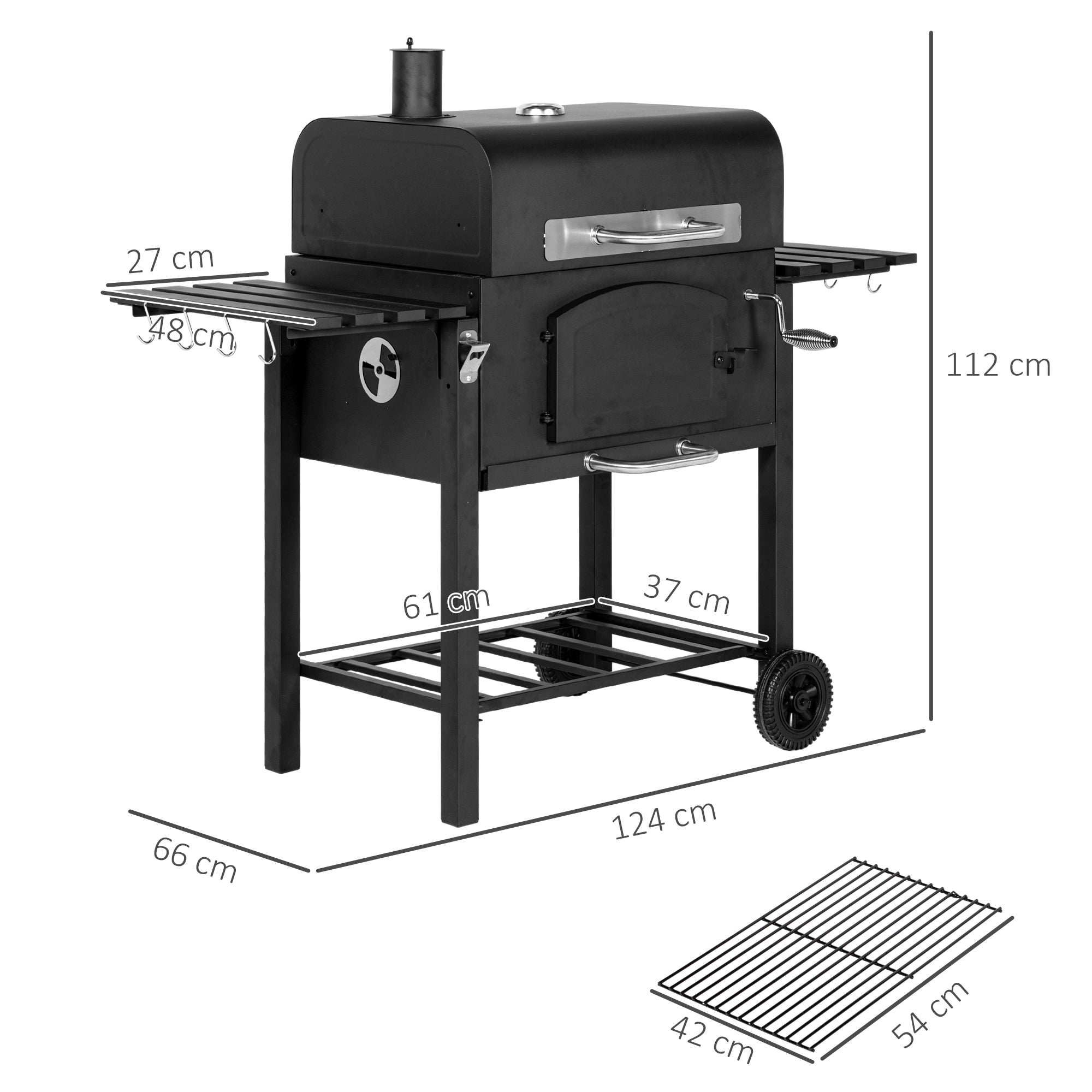3-in-1 Charcoal BBQ, With Shelves - Black Secondary image
