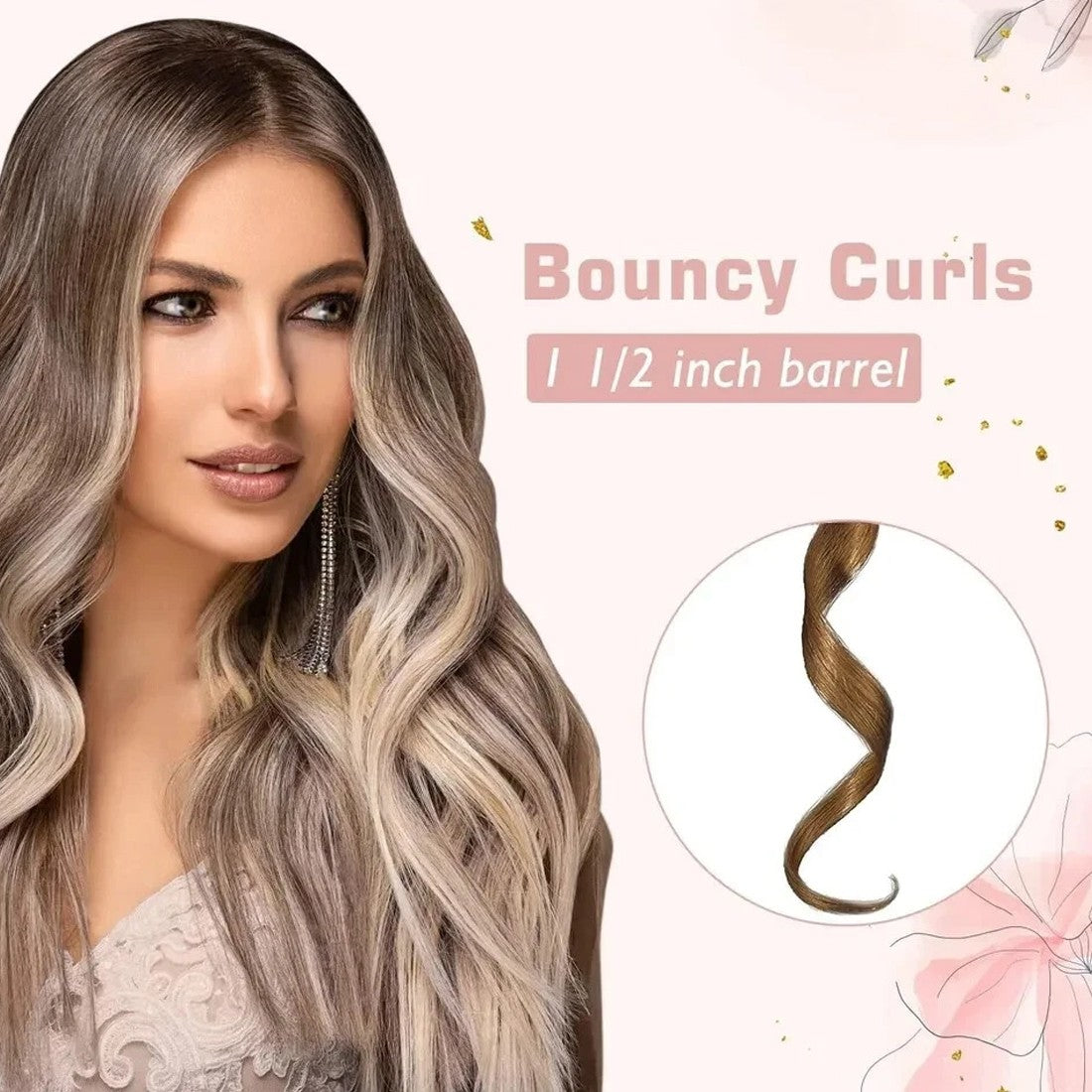 Fast Heating Curling Wand 38mm Hair Curler Large Barrel Curling For Long Hair UK Secondary image