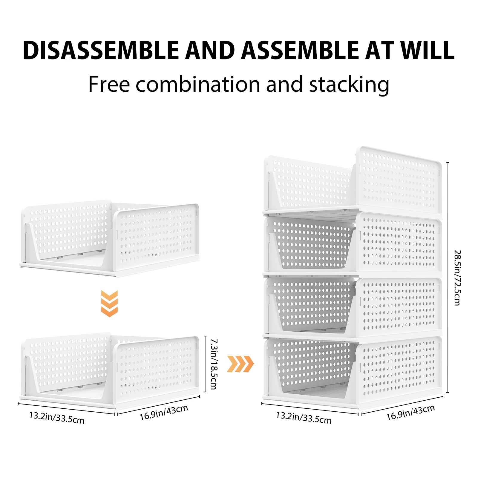 4 Pack  Wardrobe Storage Organiser, Stackable Storage Boxes Clothes Storage,Cupboard Storage Organiser, Under Sink Storage Secondary image