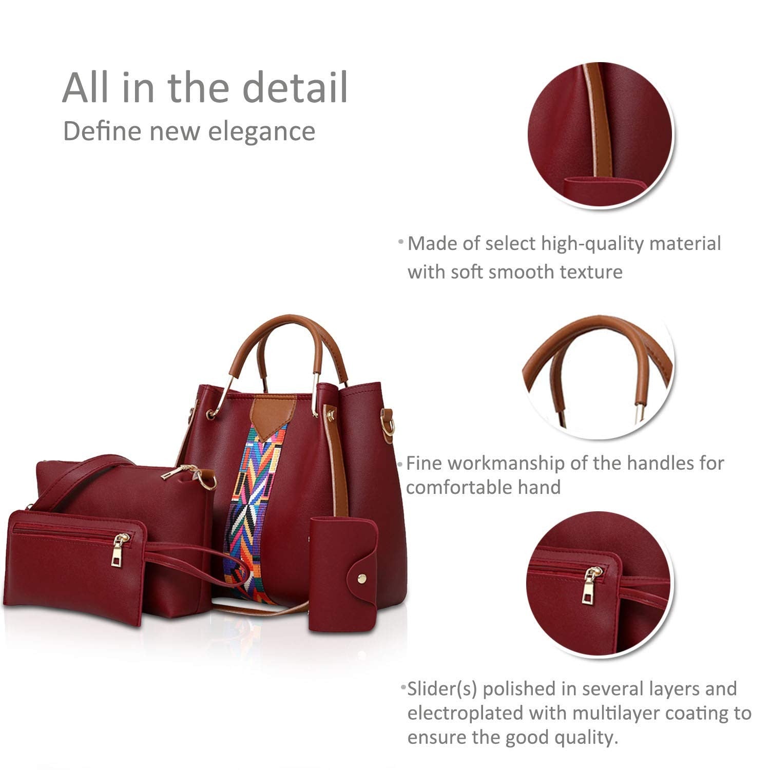 Women Handbags Shoulder Bags 4 Pcs Handbags For Ladies Top-Handles Crossbody Bags Purse Wallet Secondary image