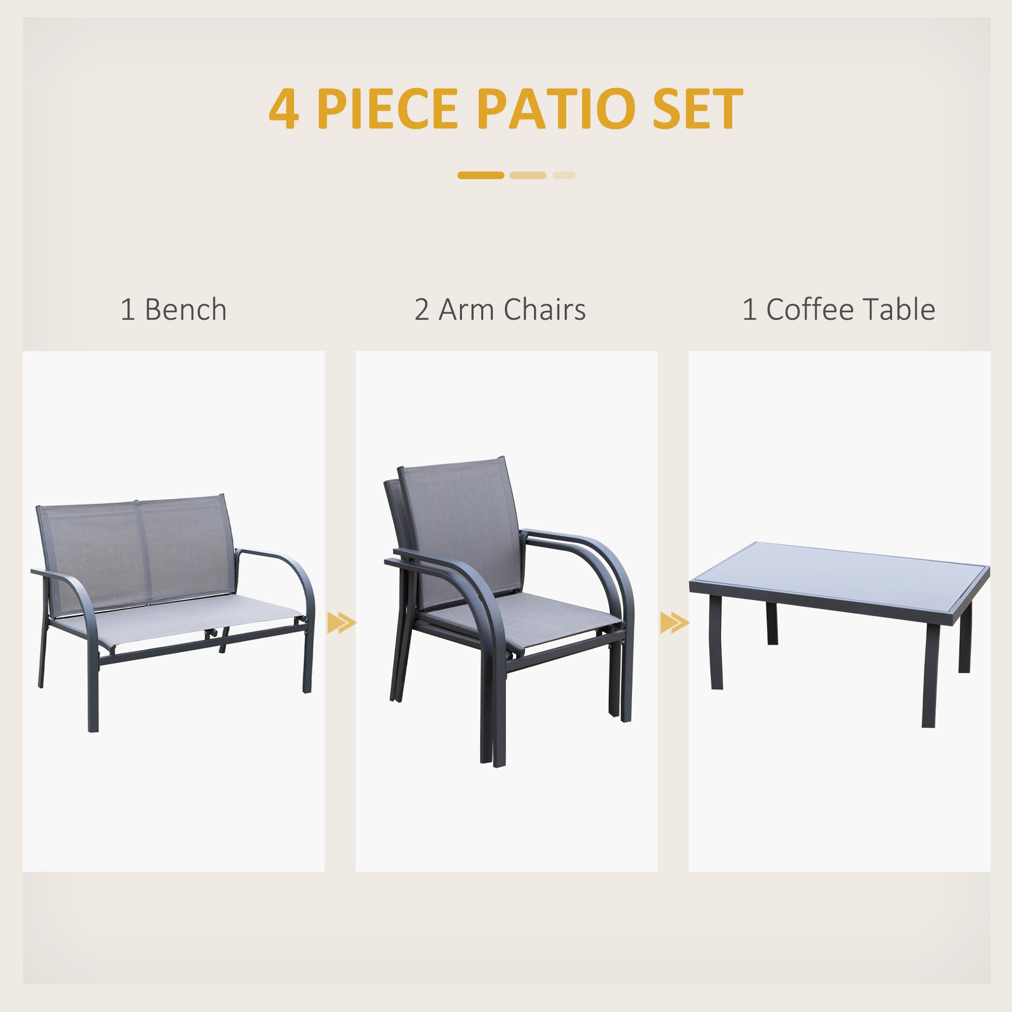 Four-Piece Minimal Garden Patio Set - Grey Secondary image